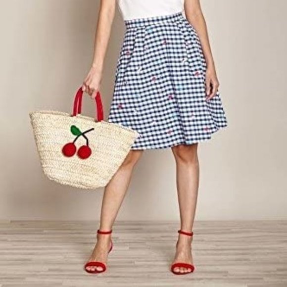Yumi Travel Novelty Gingham Skater Skirt - Picture 2 of 16